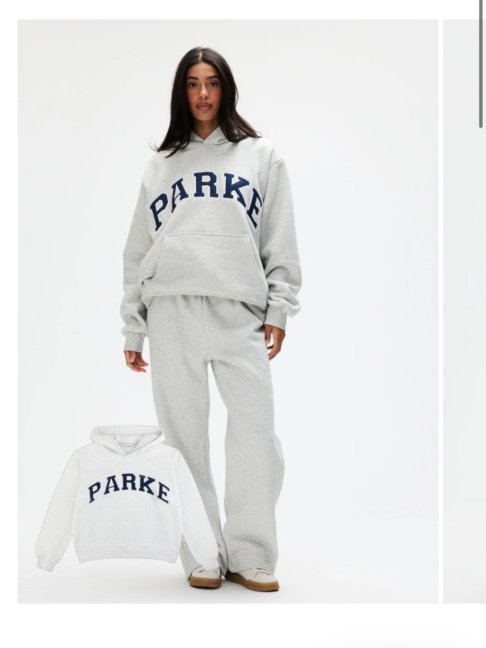 Parke Light Gray Hoodie with Navy Logo